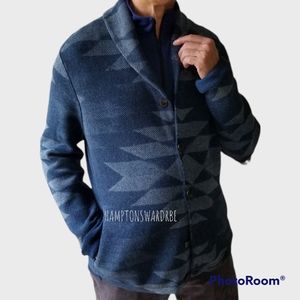 True Indigo Lucky Brnd XL Men's Aztec Tribal Southwstn Button Down Cardigan